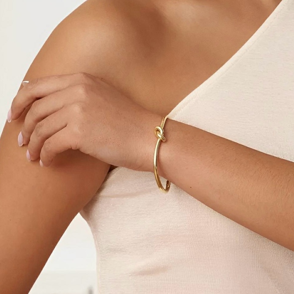 Shashi Gold Knot Bangle Bracelet